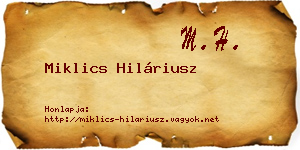 Miklics Hiláriusz névjegykártya